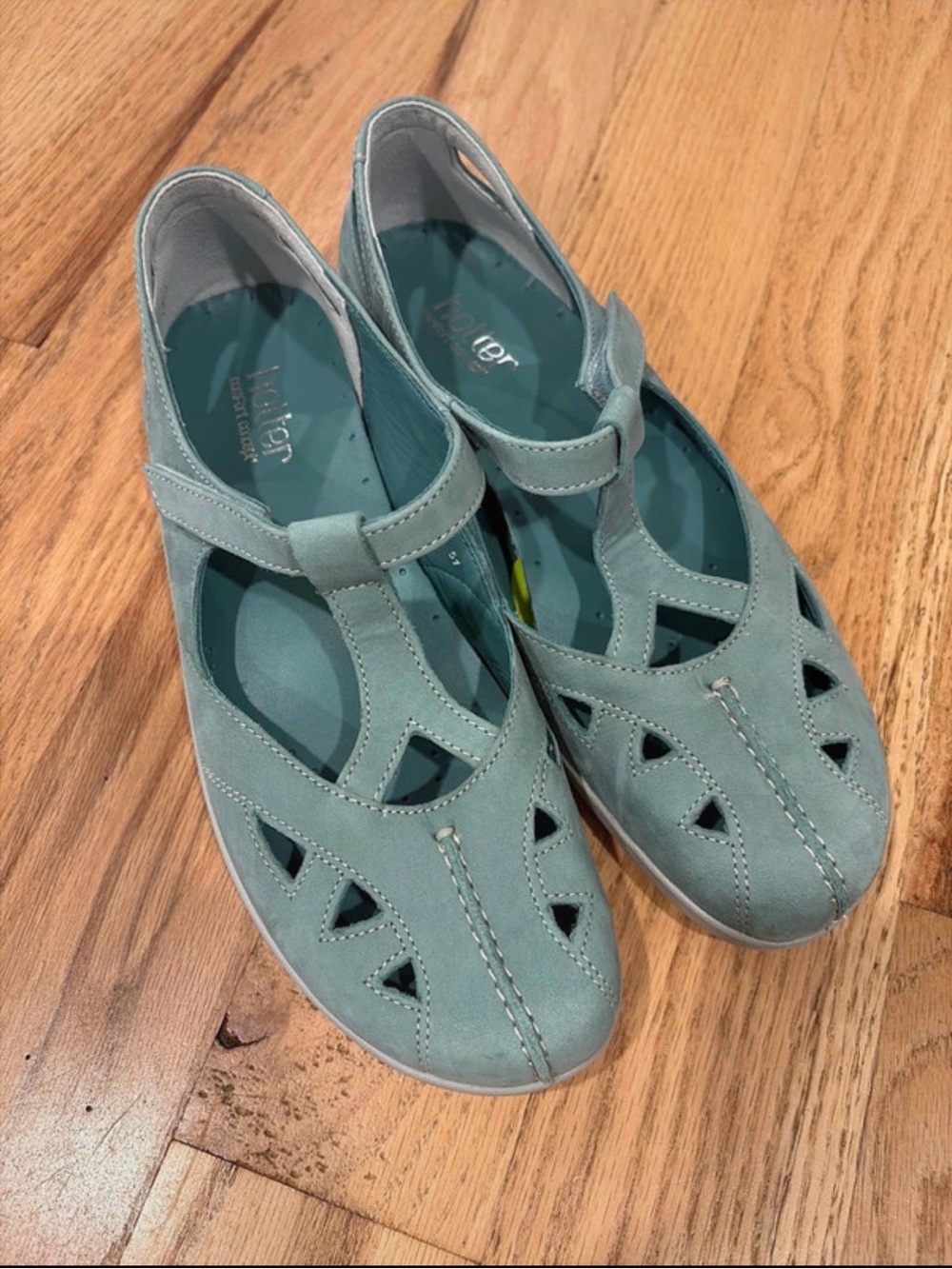 hotter Teal Mary Jane Cutout Flats